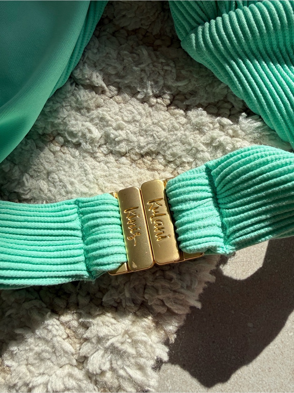 Kulani Kinis Mint Green Ribbed Bandeau Bikini Top - Picture 3 of 3
